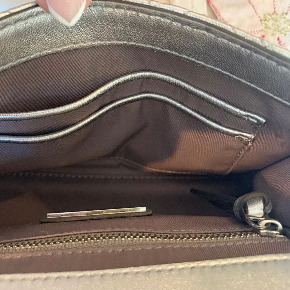 Tory Burch Silver Small Fleming Shoulder Handbag